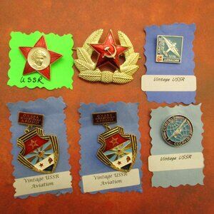 Vintage USSR Soviet Pin Collection~ Soviet Russia Military Aviation-Themed Pins